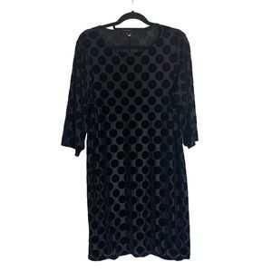 Bryn Walker Hester Black Velvet Polka Dot Shift Dress Size S